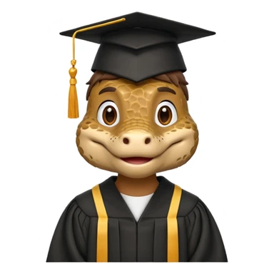 A clay academic gator. The background is a solid white circle sticker