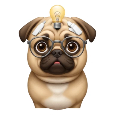 Pug with glasses and brainstorming  sticker