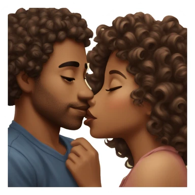 Me kissing my beautiful brown skin girlfriend with curly hair sticker