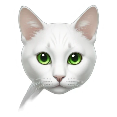 White cat with green eyes with black spot on forehead sticker