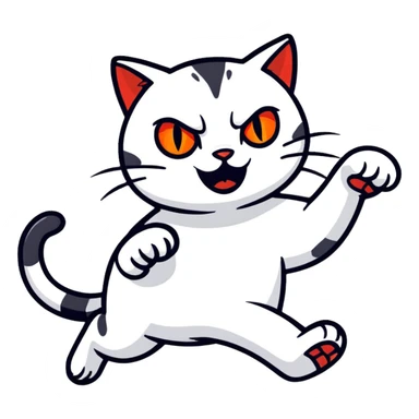 glowing red scary cat with red eyes running sticker