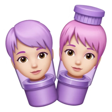 tubes of pastel pink and pastel lilac hair dye, with caps off sticker