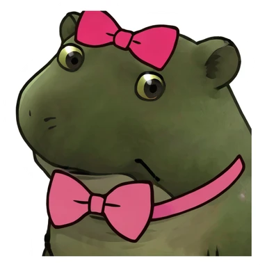 Capybara wearing a pink bow sticker