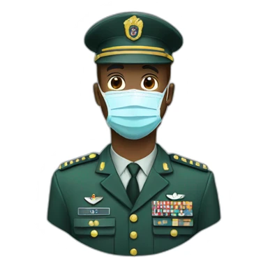 a military man in a Medical masks sticker
