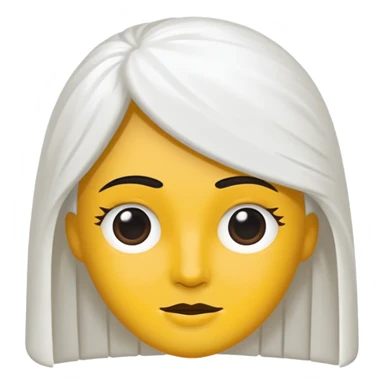 vull un perosnatge estil bimoji que sigui com una nimfa bella i fantasmal amb túniques blanques. Té la pell literalments blanca com el guix, cabell platejat, un nas llarg, ulls negres grans i llavis carmesí. que estigui somrient sense arrecades  sticker