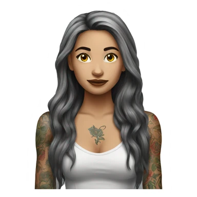 tattooed woman very attractive long hair sticker