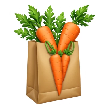 paper shopping bag with carrot. Transparent background sticker