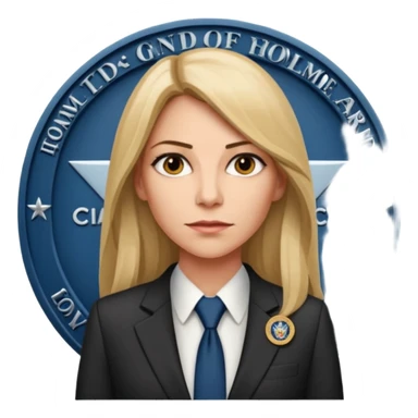 A CIA officer, looking like Carrie Mathison from the "Homeland" TV series, longer hair and CIA-like badge sticker