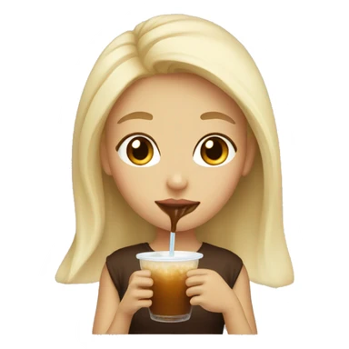 a blonde girl drinking brown sugar boba  sticker