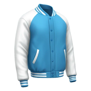 a blue baseball jacket with white sleeves piece of clothes item only sticker