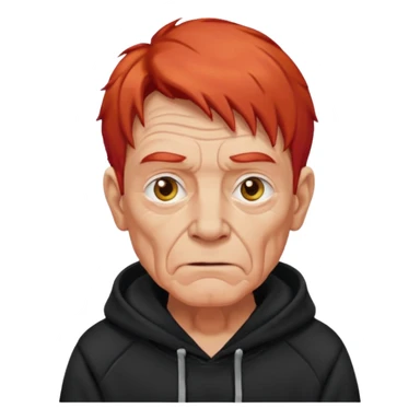 old manwith red hair and black hoodie sticker