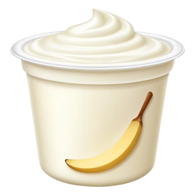 sealed yogurt cup with creamy surface hint. sticker