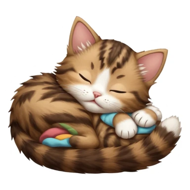 dark brown tabby and white kitten sleeping upside down on its back sticker