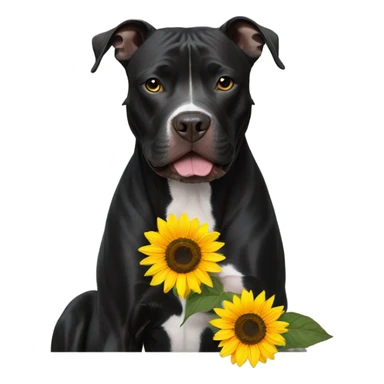 Black pitbull with sunflower  sticker