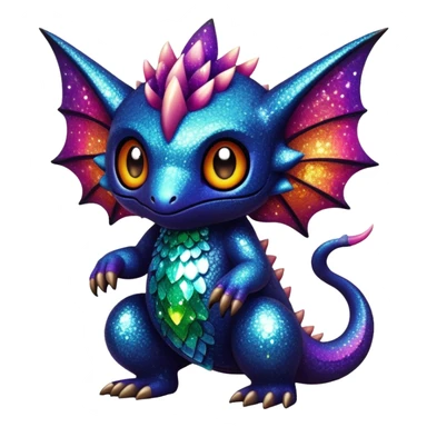 Randomly-colored sparkly dark exotic Fakémon-creature sticker