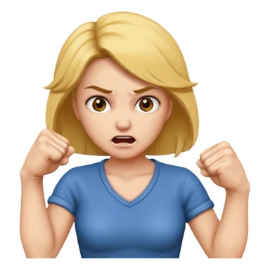 Mad woman showing her fist towards me  sticker