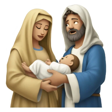 Baby Jesus Mary and Joseph manager ￼scene sticker