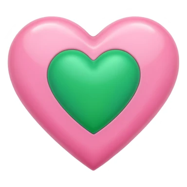 Pink heart with smaller green heart sticker