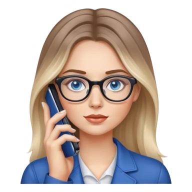 Pale Realistic balage hair woman wearing glasses and blue eyes speaking on 1 cell phone sticker