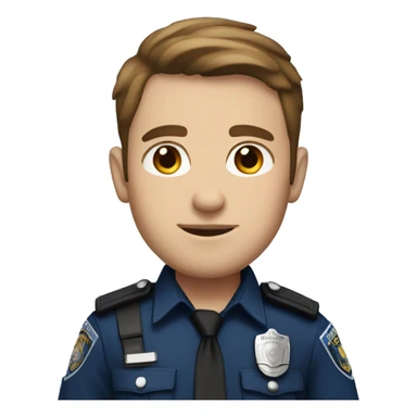 Man with brown short hair, blue eyes and wearing a police outfit sticker