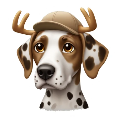 Brown Dalmatian in a cap with deer horns sticker