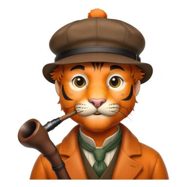 Tiger Sherlock Holmes with pipe and deerstalker hat sticker