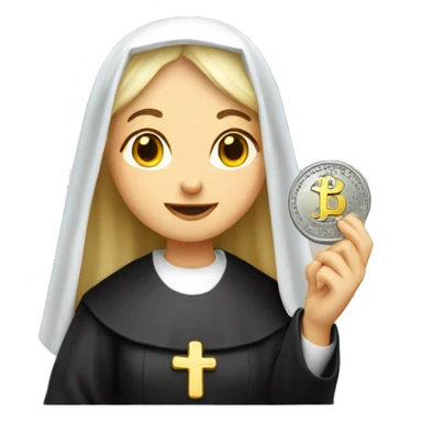 A blonde nun holding a dime 10c sticker