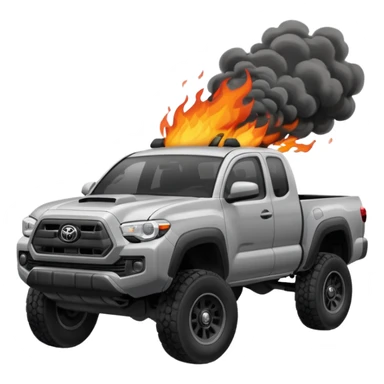 grey toyota tacoma on fire  sticker