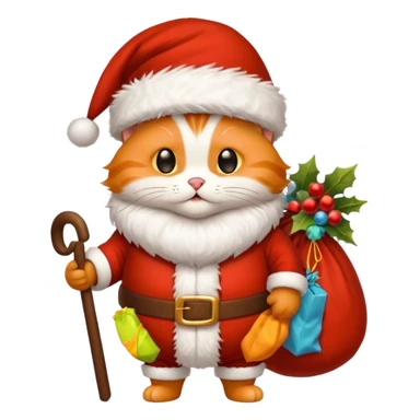 A cat dressed as Santa Claus and New Year 2026 sticker