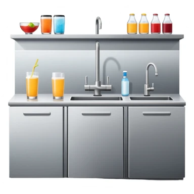 counter with beverage fridge and sink sticker