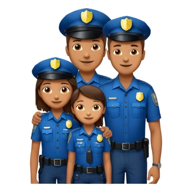 A proud dad who is proud of his children and is a police officer one of the kids is a 11 year old girl and a 9 year old boy and the girl is taller than the boy and the boy is short sticker