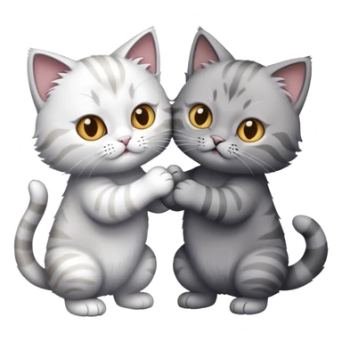 Two British cats (breed) fighting: one grey girl and one white boy with white tips  sticker