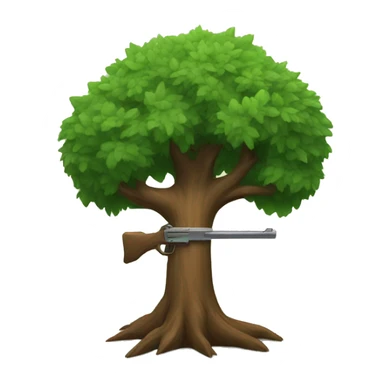 Tree with a weapon sticker