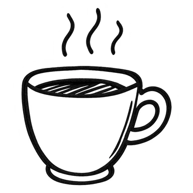 hand drawn outlined icon of a coffee cup, no fill sticker