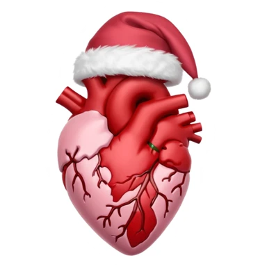 Anatomical heart with light pink Santa hat  sticker