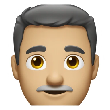 A face-on shot of a 30 year old caucasian man with black short hair wearing a tshirt. sticker