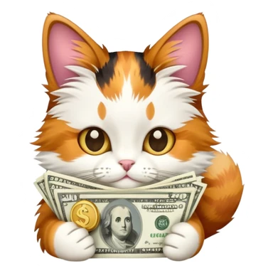 Calico cat with money  sticker