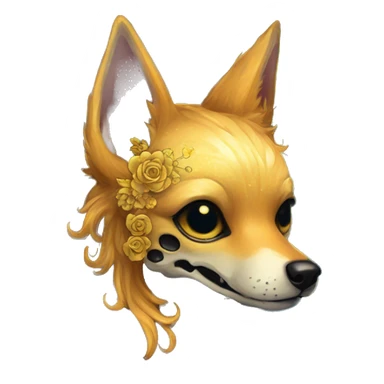 Black iridescent dog fox zombie skeleton gold mechanical nebula galaxy stars flowers fairy lights vintage sticker