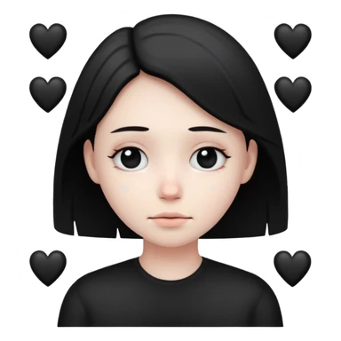 Smiley triste avec un sourire et des cœur noir sticker