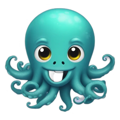 cute kraken with cute face flushing sticker
