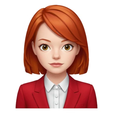 red haired emma stone in red suits sticker