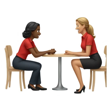 2 woman in red shirt talking  sticker