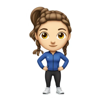 Brown hair tied to a tail girl who makes global squats in a sporty outfit  sticker