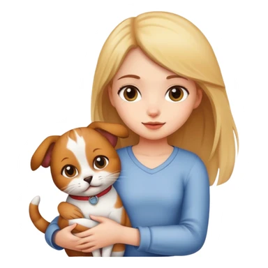 Girl holding a cat and a dog sticker