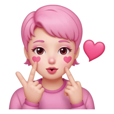 an uwu kissy face with a finger heart emoji sticker