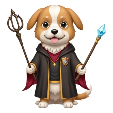 Dog Wearing Harry Potter costume on a wand sticker