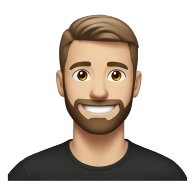 22 years old white Young man, with a really dark brown short crew cut, and a faded medium dark brown beard, smiling really happy, and muscular but with a black t shirt on sticker