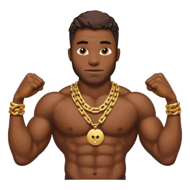 smug muscular shirtless nigerian flexing with gold chain sticker