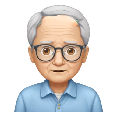 elderly with glasses and shirt sticker