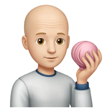 Bald man with wig in hand sticker